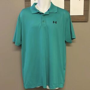 Under Armour Men’s Seafoam Green Golf Polo with Collar and Side Slits- XL